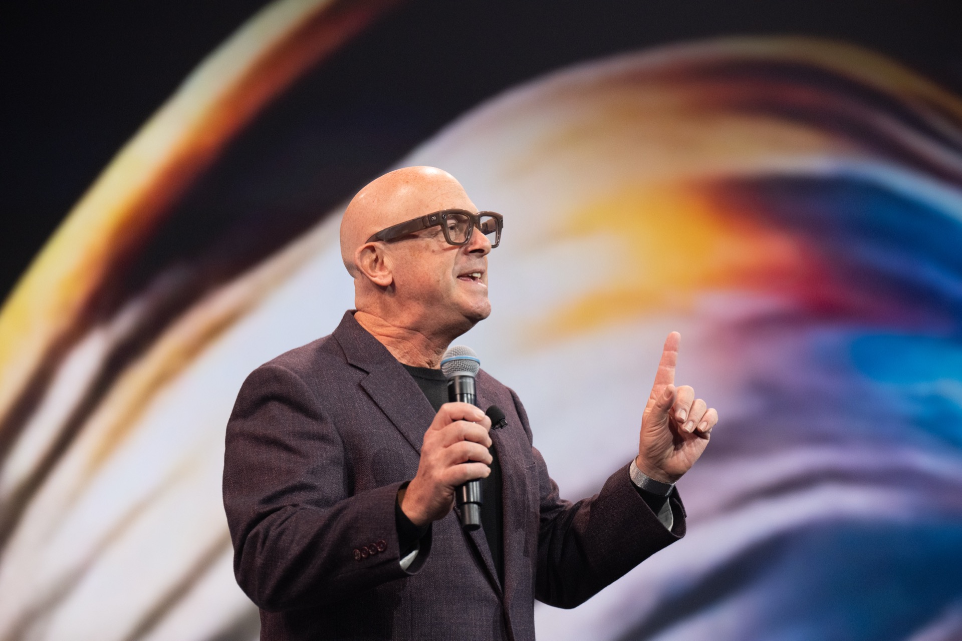 Mark Jeffries making a point on the keynote stage